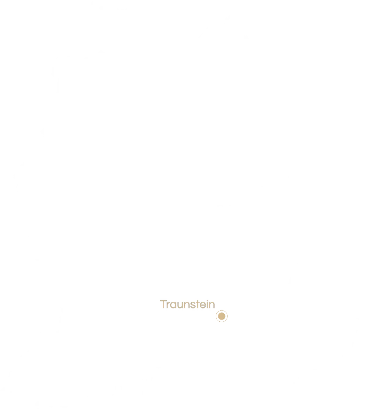 Karte von Deutschland, Österreich und der Schweiz mit markiertem Standort Traunstein